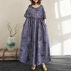 Новое хлопковое винтажное платье с цветочным принтом больших размеров с коротким рукавом для женщин, повседневное свободное длинное летнее платье