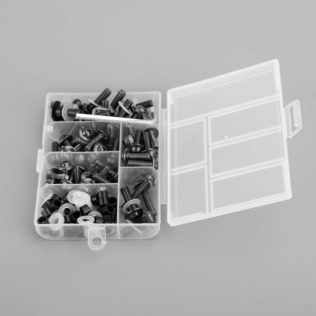 Bruce & Shark 158pcs Motorcycle Sport Bike Windscreen Fairing Bolt Kit Fastener Clip Screw Set Black