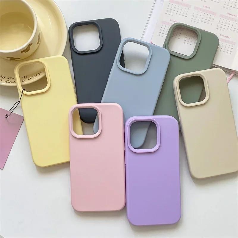 Luxury Liquid Silicone Case for Apple iPhone 16 15 Pro Max Candy Color Full Protective Cover for iPhone 14 13 12 11  Pro Max XR X XSMax