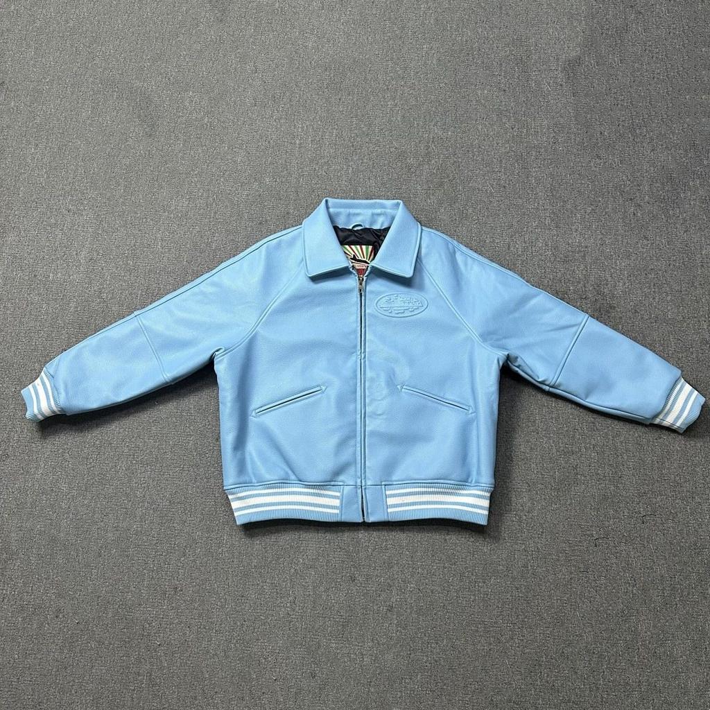 PU Leather-Lined Cotton Jacket Unisex Casual Zipper Jacket