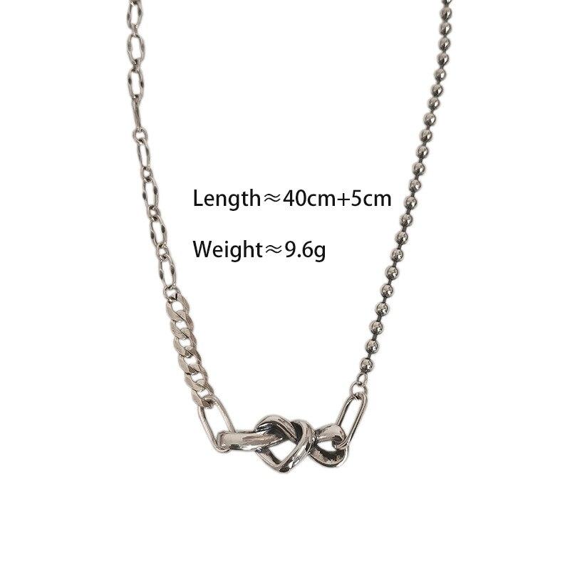 925 Sterling Silver Vintage Handmade Twist Love Heart Thai Silver for Women Men Hip Hop Party Necklace Jewelry Gifts S-N665