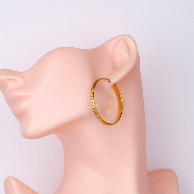 Золотые серьги-кольца из нержавеющей стали для женщин, серьги-кольца, модные ежедневные новые ювелирные изделия, подарки, продажа