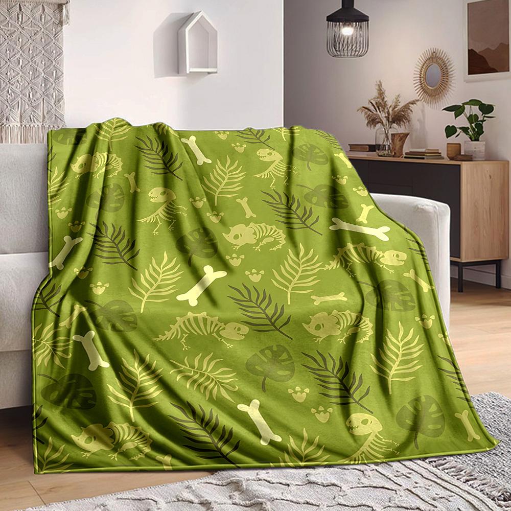 1pc Dinosaur Fossil Lightweight Flannel Blanket, Comfortable and Warm Blanket, for Office and Camping Sofa Bed, Livingroom079