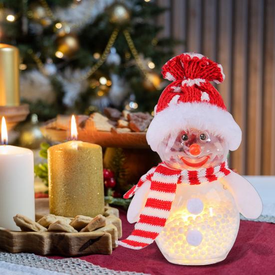 Фигурка снеговика со светящейся подсветкой, рождественское настольное украшение, кукла-снеговик, работающая от батареек, украшение для снеговика