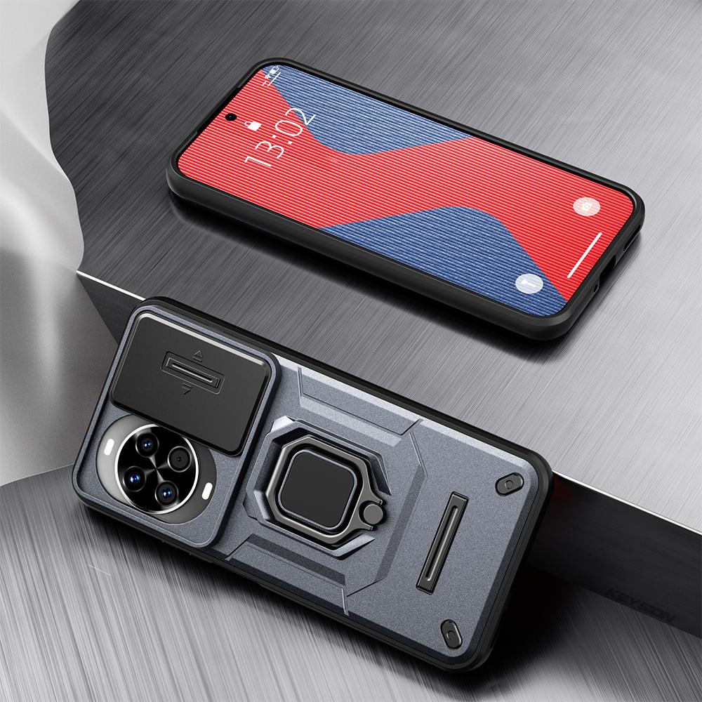 KEYSION Противоударный чехол для Huawei nova 14 14 Pro с выдвижной защитой камеры, металлической кольцевой подставкой, задняя крышка для телефона Huawei nova14Pro