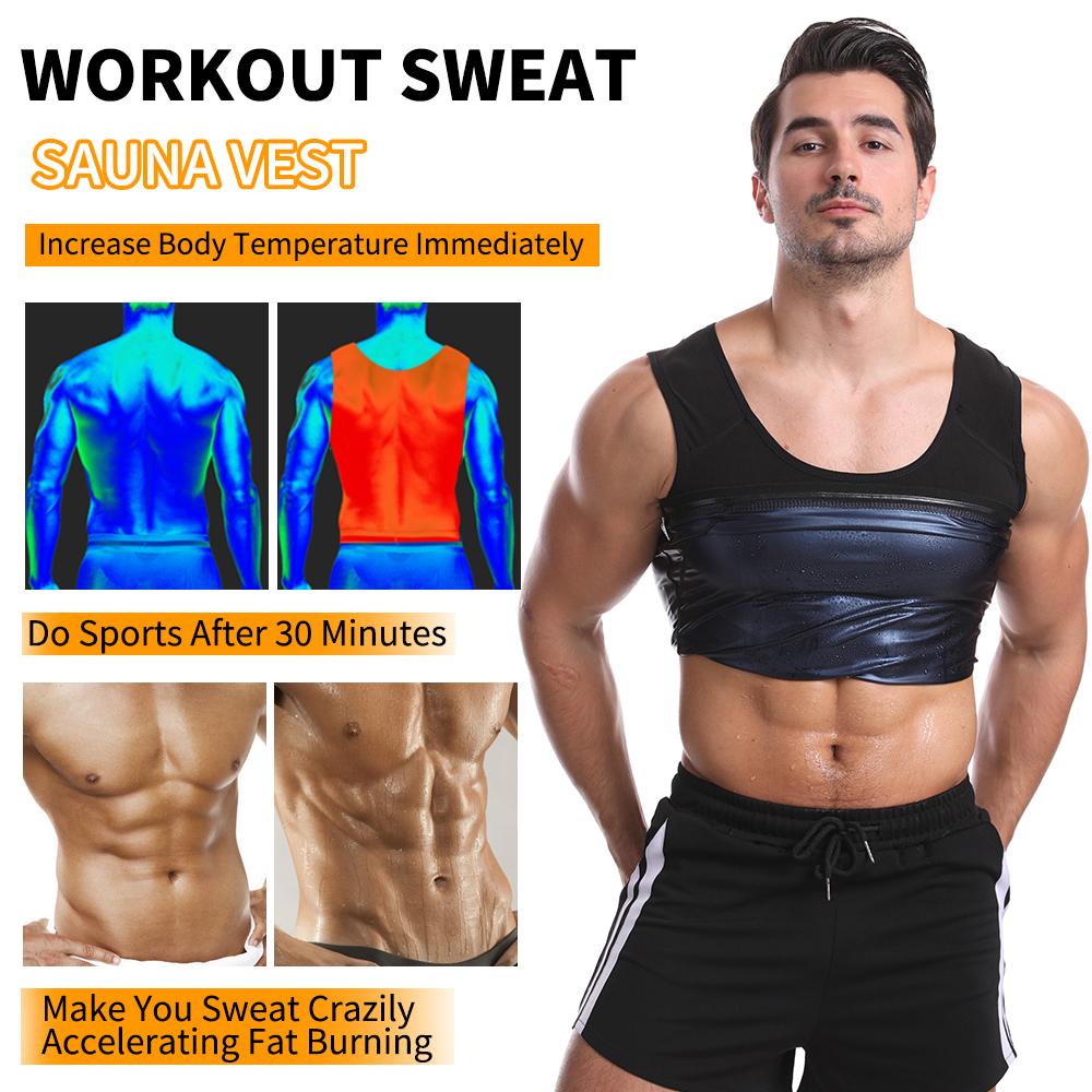 Mens Waist Trainer Sweat Vest for Weight Loss Body Shaper Workout Tank Tops Shapewear Fat Burning Sauna Suit Slimming Polymer Sauna Vest Undershirt