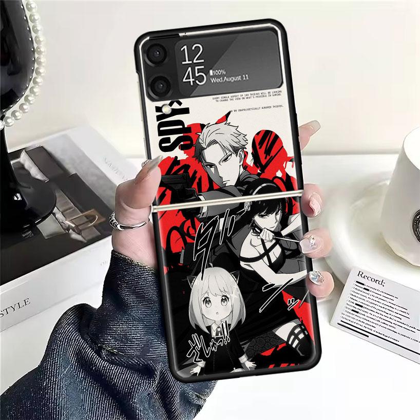 Anime S-Spy Family Anya Cases For Samsung Galaxy Z Flip 4 5 6 7 3 Z Flip7 Flip6 Flip4 Flip5 Flip3 5G Hard Shockproof Fundas Cove