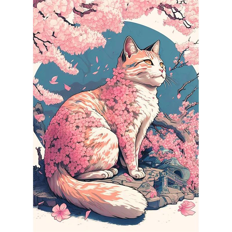 DIY Diamond Painting Pink Cat Stitch Kit Mosaic Art Diamond Painting Full Circle/Square Diamond Home Decoration