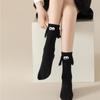 Unisex Funny Magnetic Mid-tube Socks Couple Girlfriends Socks Women's Cute Holding Hands Cotton Socks Black White
