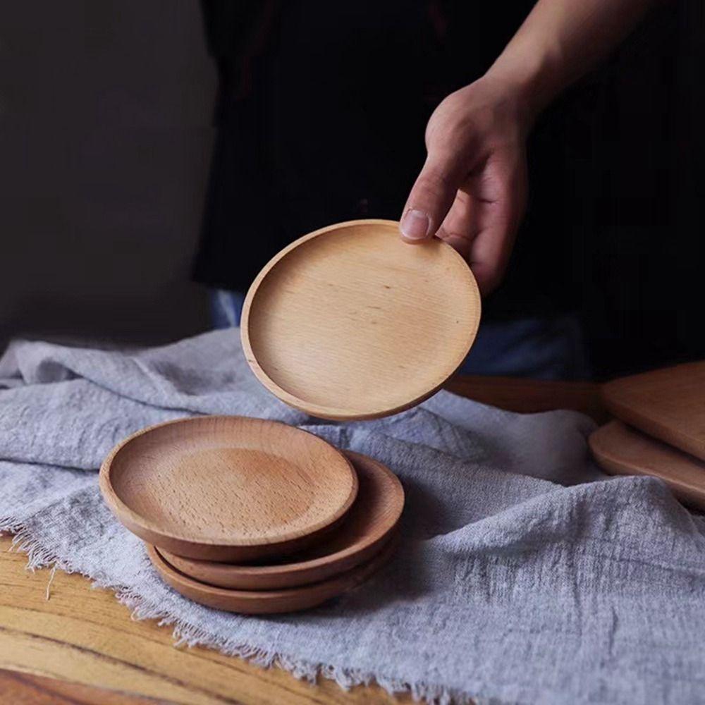 Multiple Styles Solid Wood Cartoon Dinner Tray Cute Animal Pattern Children's Rice Plate Odorless Wood Food Dishes Meal