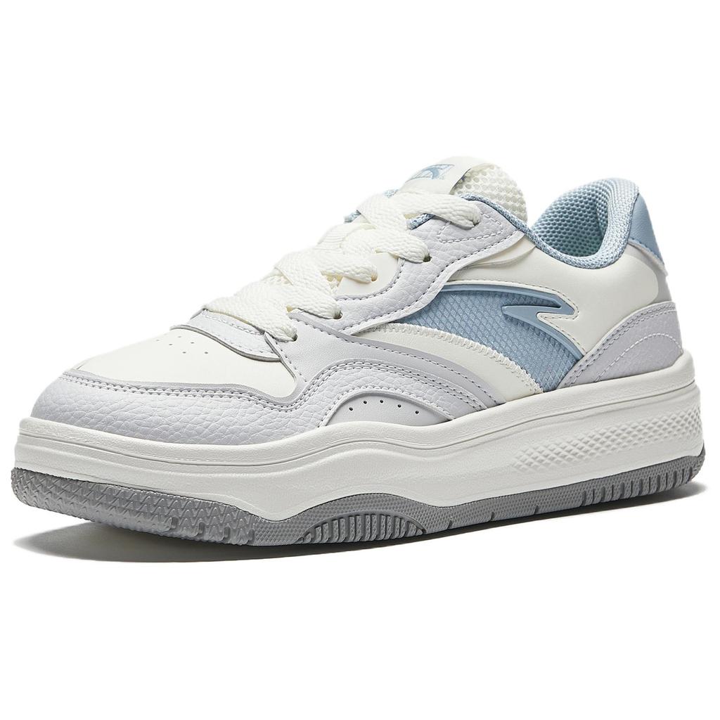 Anta Simple Versatile Wear-Resistant Lightweight Low-Top Skate Shoes Women Sneaker White Gray Blue 922528077-2