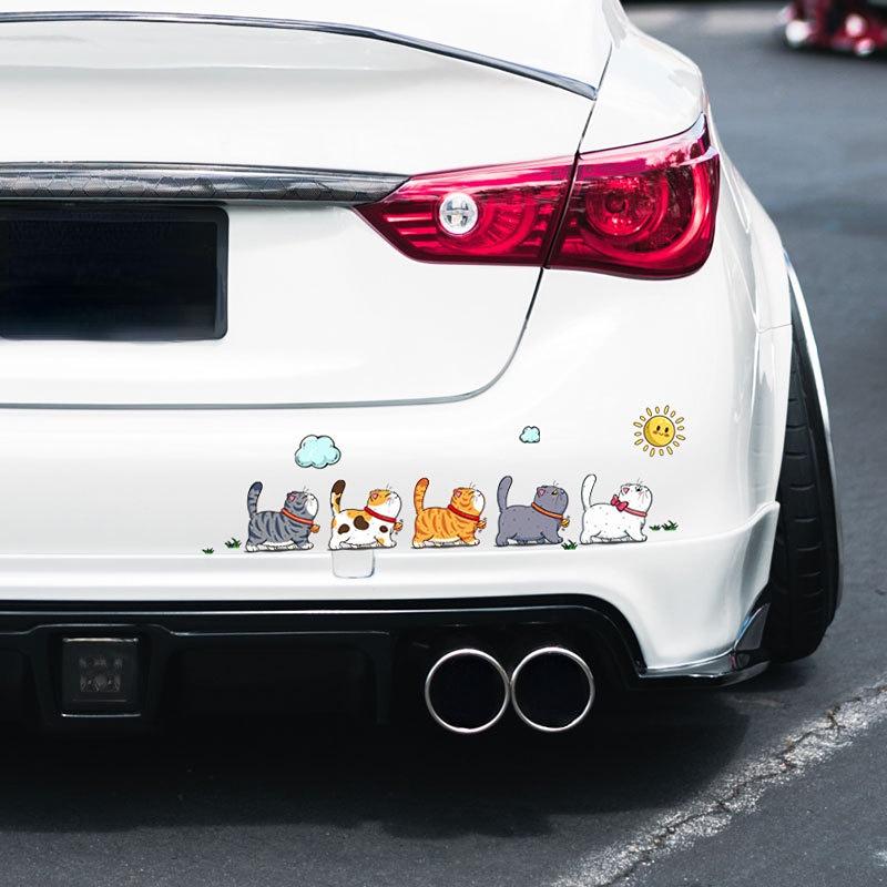 New Cute Cartoon Cats Car Sticker Funny Animal Styling Waterproof Stickers Decoration Car Body Home Window Creative Decals Decor