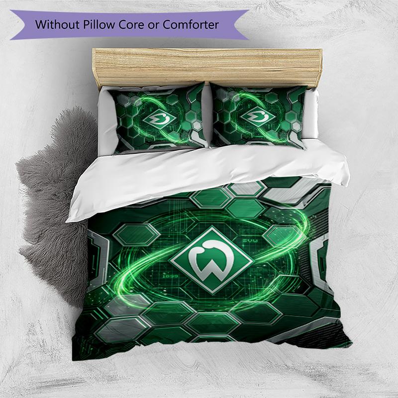 Werder Bremen Football Printed 3 Pieces Bedding Set, Comfortable Skin Friendly Bedroom Duvet Cover Set