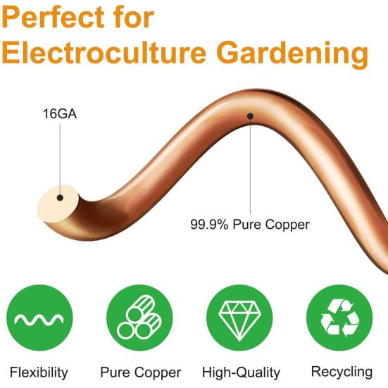6Pcs 12 Inch Electric Grow Antennas Copper Stake Copper Wire Plant Stake Easy Installation Indoor Outdoor Plant Growing Accessories