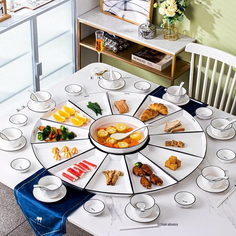 Скандинавский керамический сервировочный набор из нескольких секций в форме веера