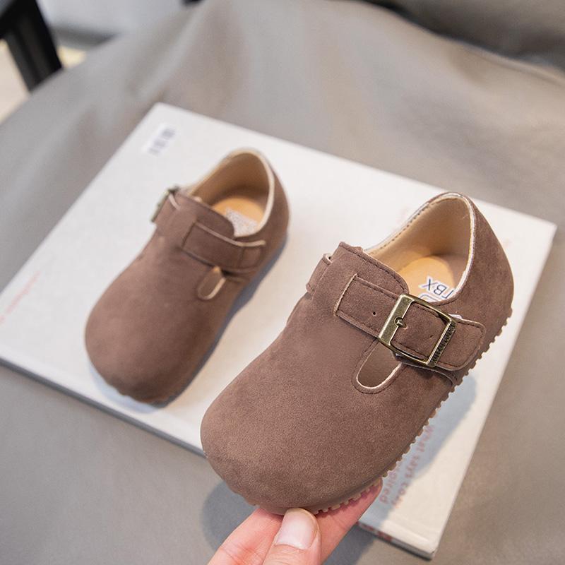 Kids Fashion Boys Casual Shoes Round-toe Buckle Soft Breatheable T-Strap Cute Children Girls Flats Solid Color Drop Shipping PU