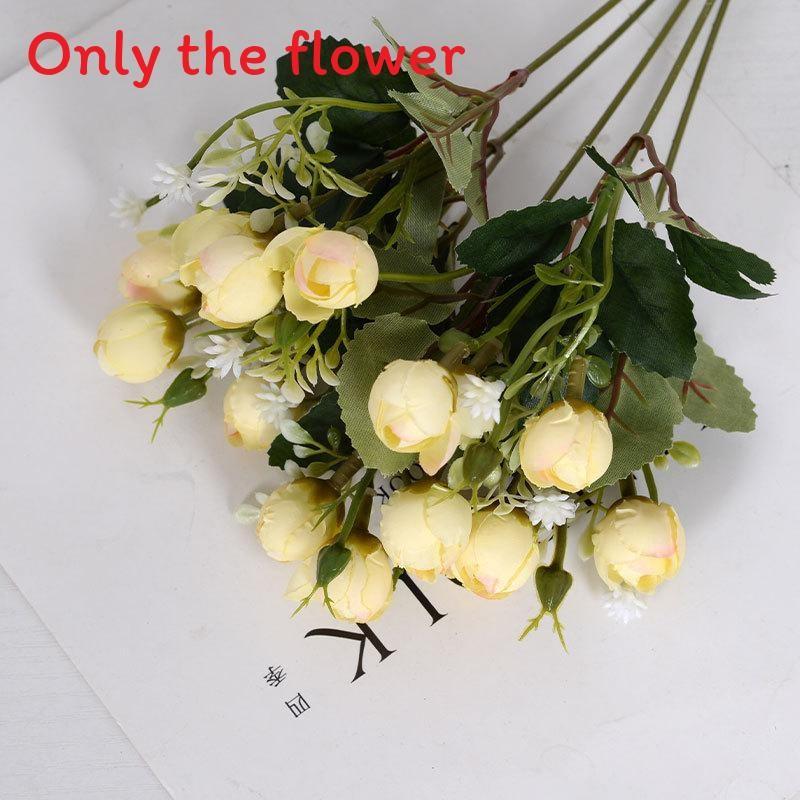Small Rose Simulated Bouquet Multi Head Flower Bud Wedding Hotel Home Decoration