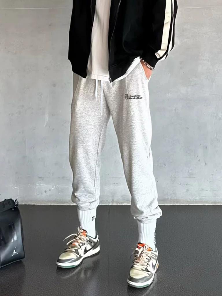 Bkcxzice Pants American Style Basketball Training Long Pants Sports Pants Men's Jogger Gray Casual Running Loose Sweatpants