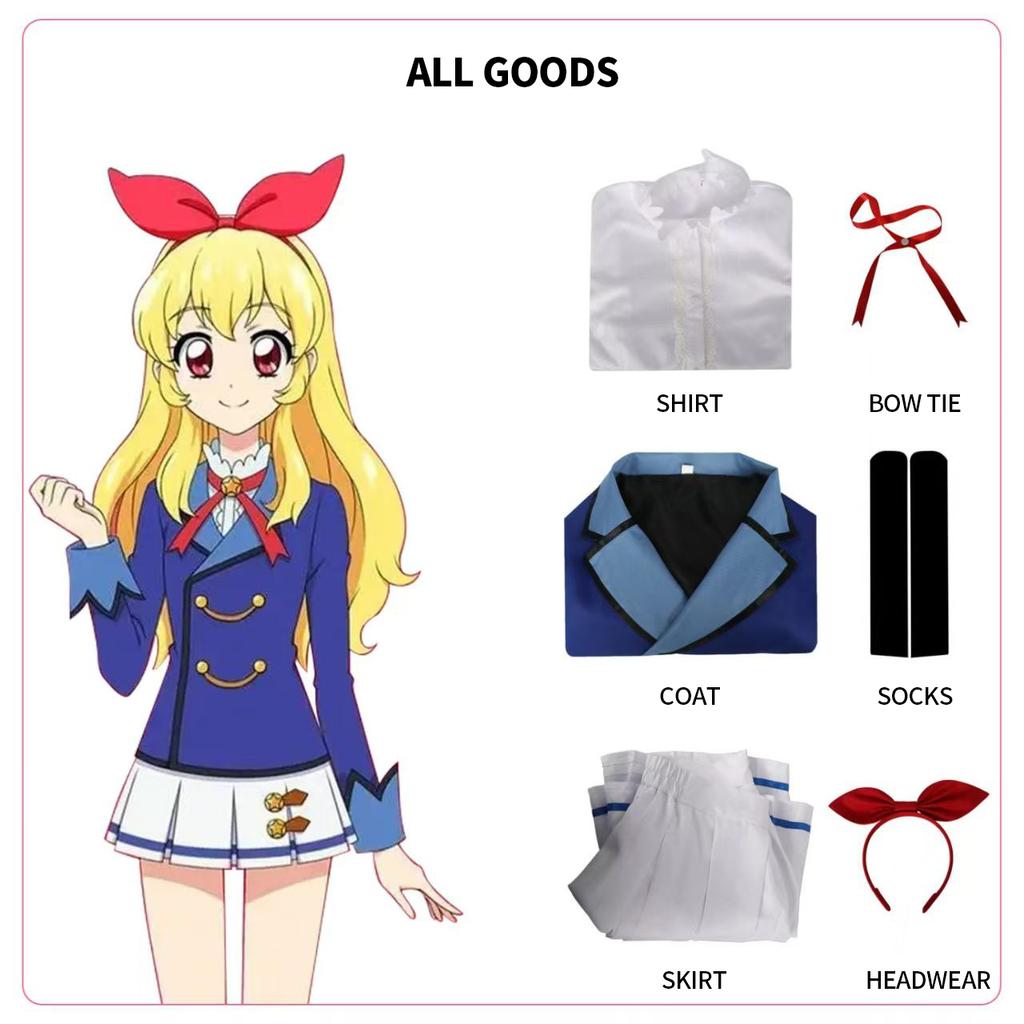Anime Aikatsu Hoshimiya Ichigo Shibuki Ran Kiriya Aoi Cosplay Costume Starlight School JK Campus Uniform Wig Woman Kawaii Suit