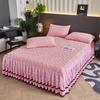 Autumn Winter New Taffeta Single Bed Skirt French Lace Trim Fleece Thickened Coral Fleece Bed Cover