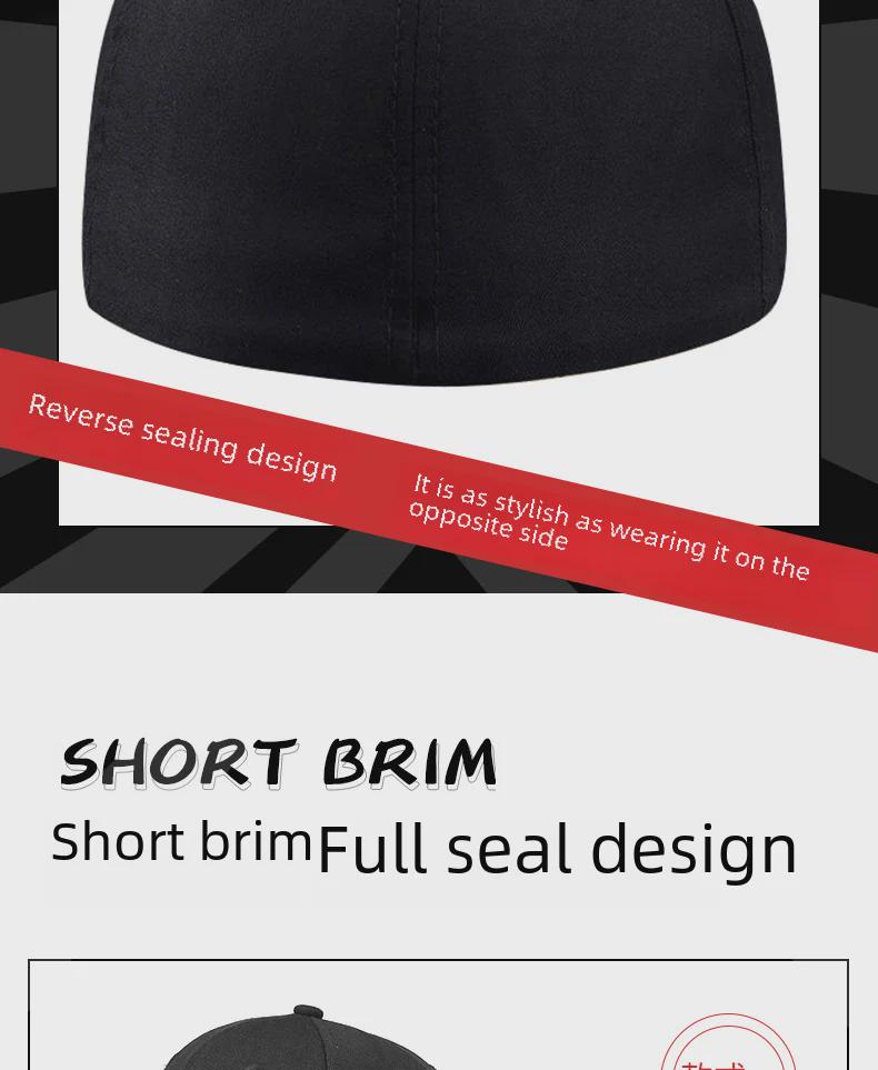 Мужская бейсболка большого размера с герметичным жестким верхом и короткими полями — модная, двусторонняя, в стиле «утконос» для пар