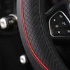 Skin Feeling Leather Color Stripe Emboweled Car Without Inner Ring Steering Wheel Cover Automotive Supplies 14.5-15INCH