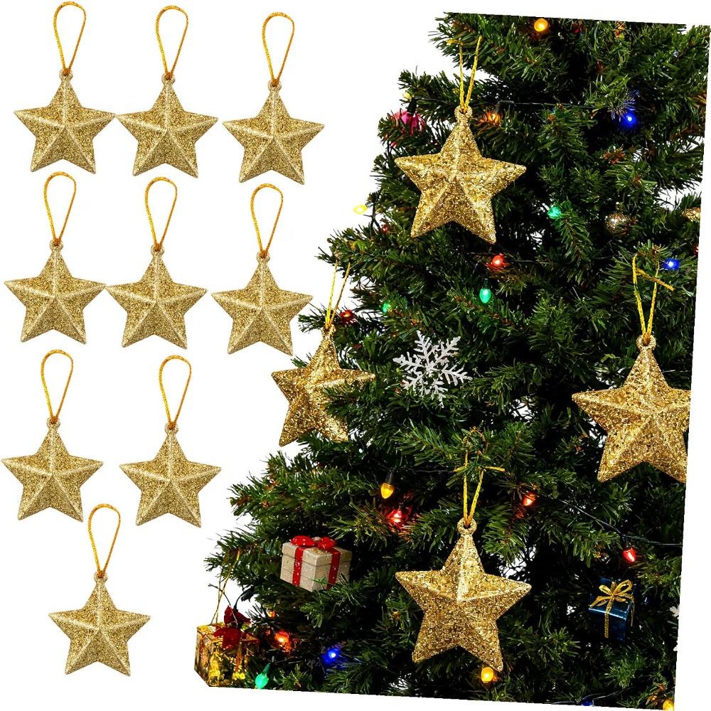 6Pcs DIY Star Ornaments Mini Xmas Tree Decoration Holiday Decorations