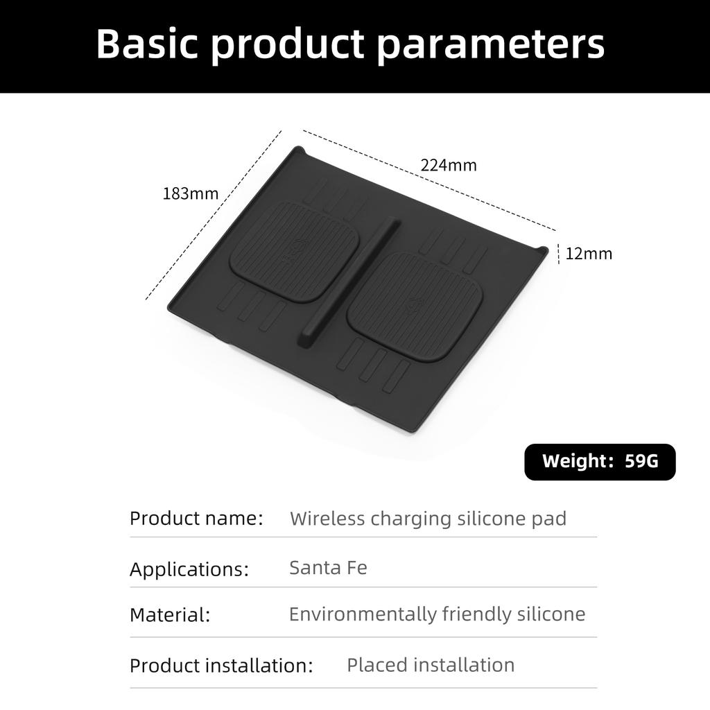 For Hyundai Santa Fe 2025 2025 Car Anti-Slip Pad Silicone Center Console Wireless Charger Interior Accessories Black