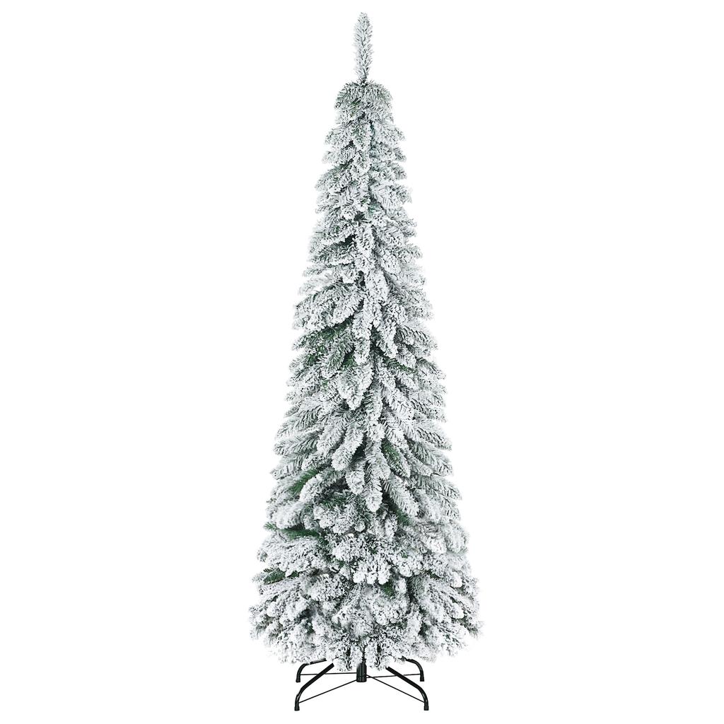 Artificial Christmas Tree, 1.80 m, with 523 Branches, Artificial Snow, Lifelike Appearance, Slim Shape