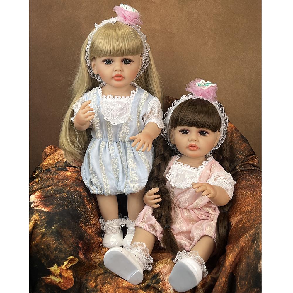 Куклы-близнецы Reborn Babies Girl, 55 см, полностью силиконовые, виниловые, реалистичные, кукла принцессы с длинными волосами, Bebe Reborn, подарки на день рождения, изготовленные из KEIUMI