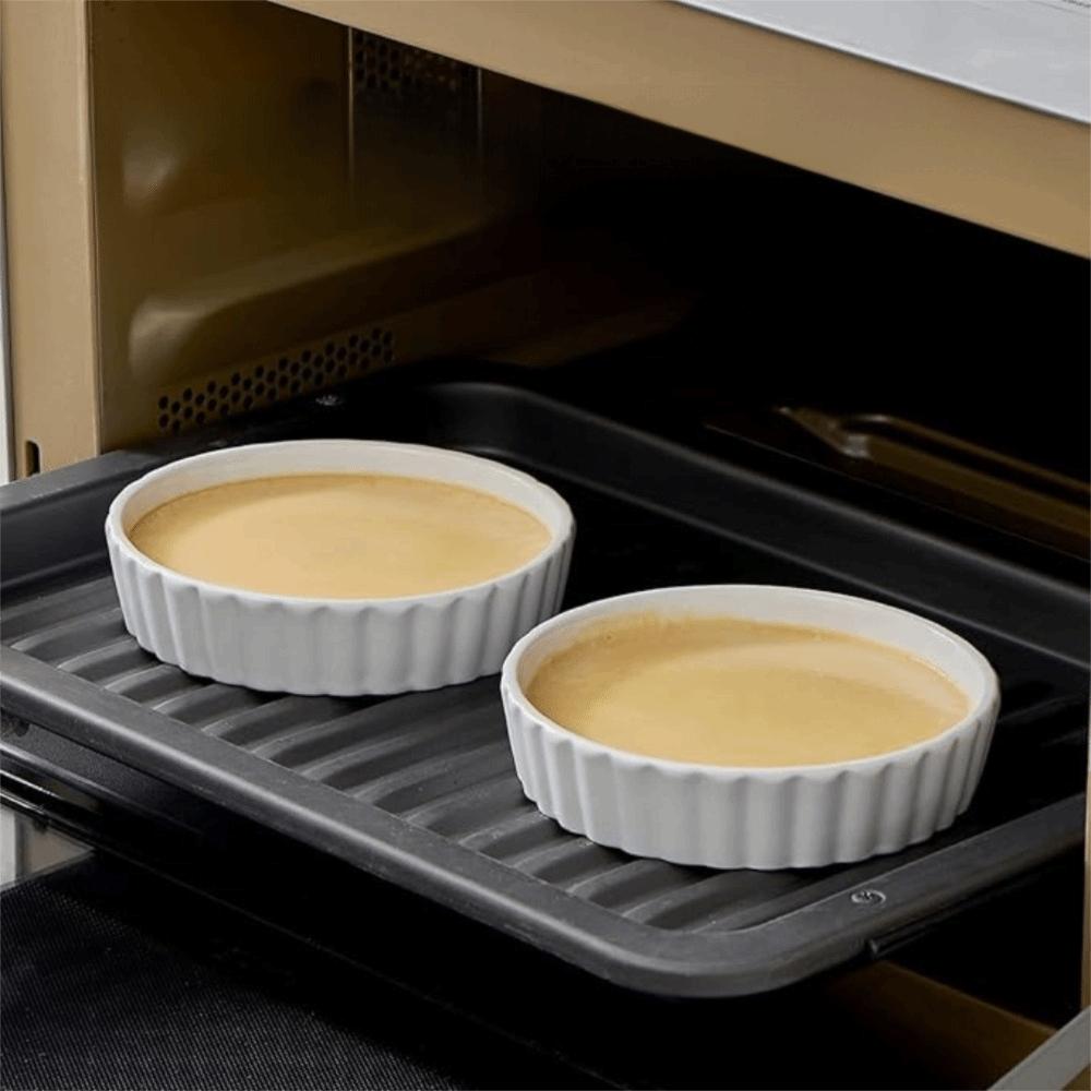 6pcs Shallow Tart Baking Pan Ceramic Souffle Dishes Mini Pie Baking Tray Bakery