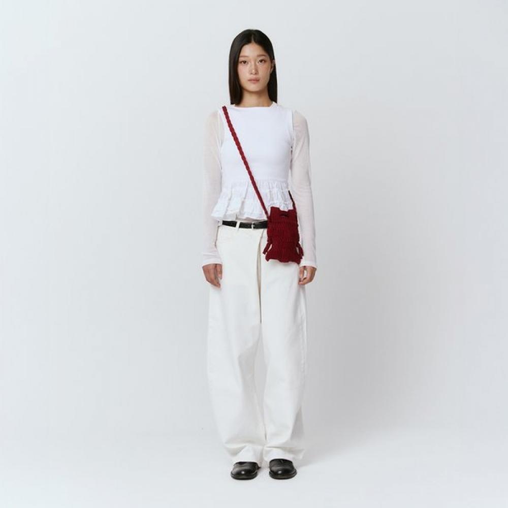 Pleatsmama Mini Crossbow Bag Burgundy Glitter