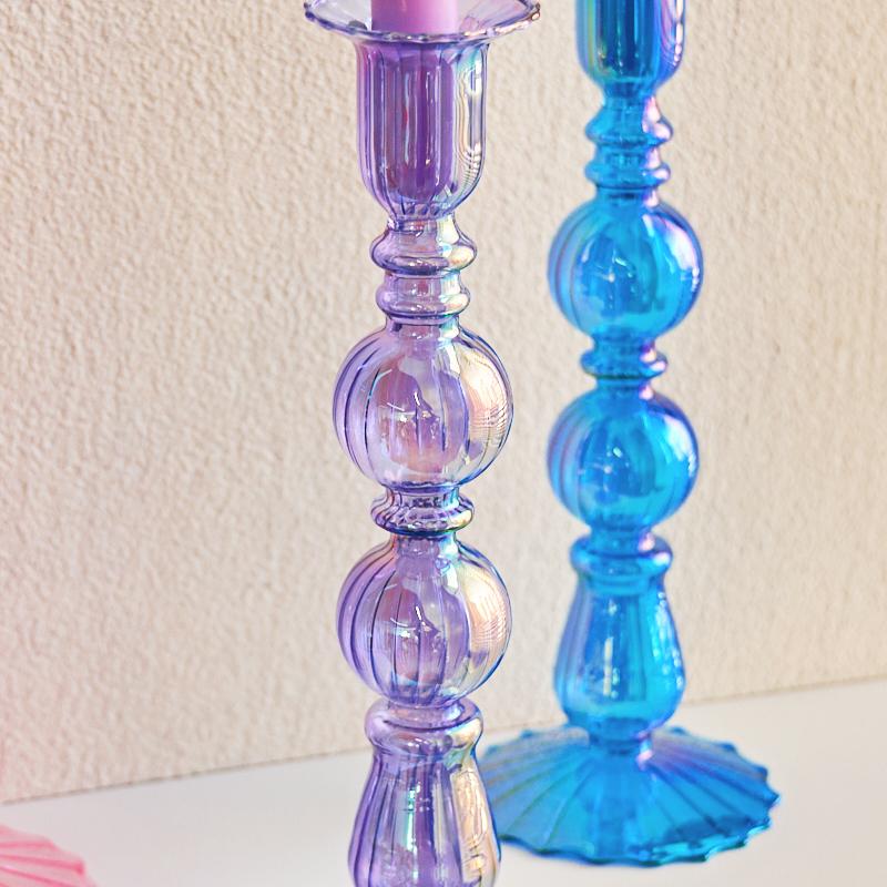 Цветной стеклянный конусный подсвечник, высокий подсвечник, украшение для вечеринки, настольное украшение, домашний декор, свадебное украшение