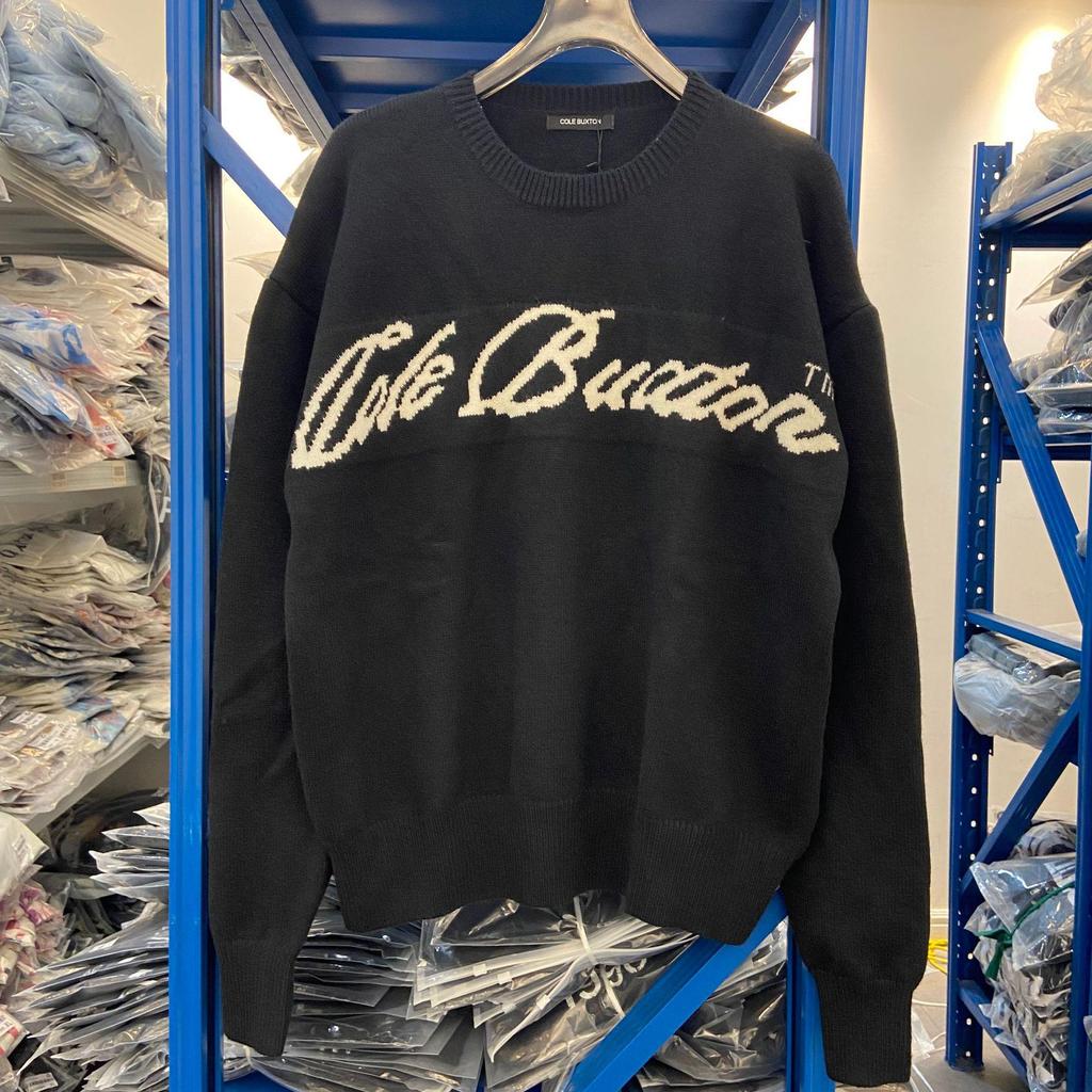 Унисекс Минималистичная Худи Cole Buxton с Жаккардовым Узором из Ниток с Буквами CB - Осенне-Зимний Свободный Повседневный Пуловер