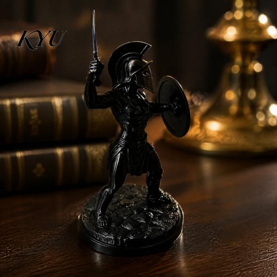 Detailed Muscle Armor Figurine 3D Printed Female Gladiator Statue, Spartan Woman Warrior with Cool Shield, Historical Desktop Ornament for Home Office