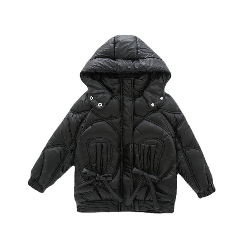 Autumn Winter Jacket For Girl Kid Baby Girl Shiny Solid Warm Hooded Outerwear Coat Teenager Cotton Parka Outift