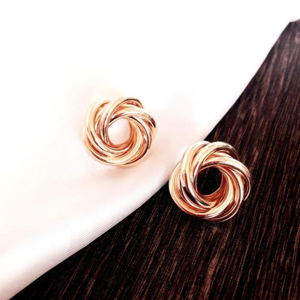 Fashion Jewelry Metal Round Earrings Light Luxury Geometric Circle Earrings Ladies Ear Studs Party