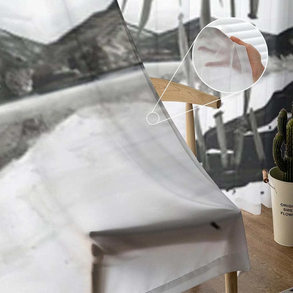 Горы в японской живописи, прозрачные шторы, вуаль для спальни, занавеска для гостиной, окна, прозрачные шторы для кухни, тюлевые шторы