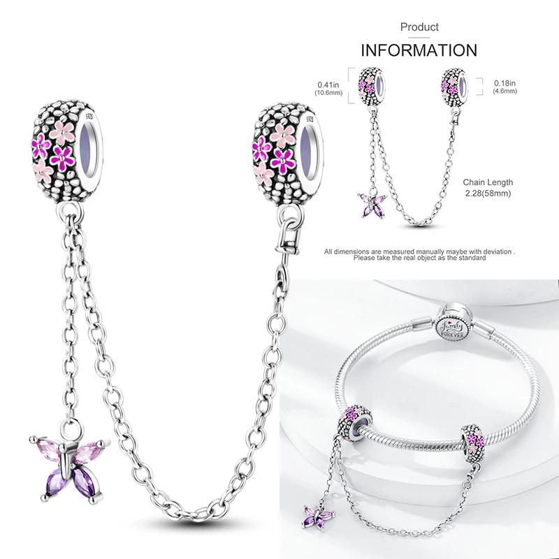 New Copper Charms Buttefly Daisy Safety Chain Cat Paw Change Beads Fit Original Bracelet Ladies Diy Jewelry