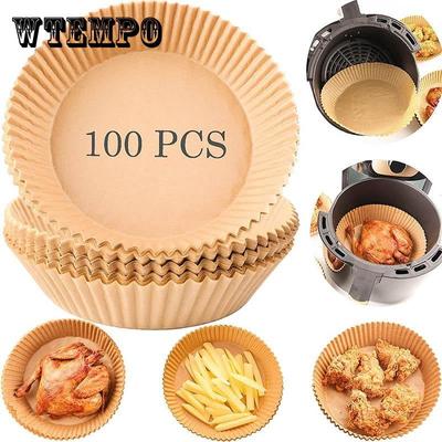 50/100 шт. Вкладыш для аэрофритюрницы, Антипригарный Одноразовый Жаростойкий Впитывающий масло Бумажный вкладыш для аэрофритюрницы в коробке