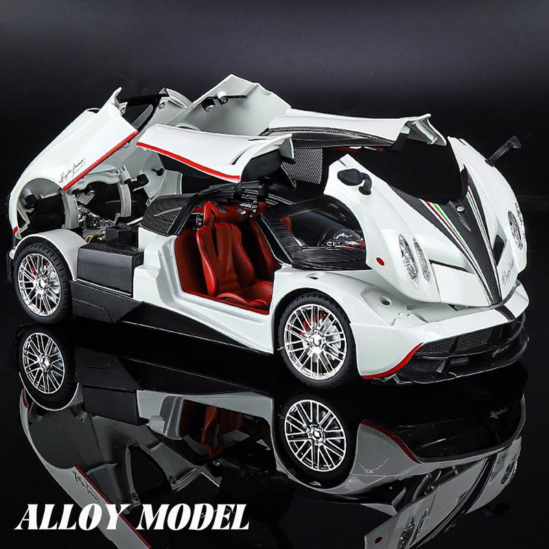 Модель спортивного автомобиля Pagani Huayra Dinastia в масштабе 1/18, литой металлический, модель гоночного автомобиля, симуляция звука и света, детская игрушка, подарок