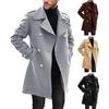 Men Fall Winter Overcoat Double-breasted Turn-down Collar Solid Color Thick Mid Length Warm Pockets Streetwear Cardigan Men Trenchcoat