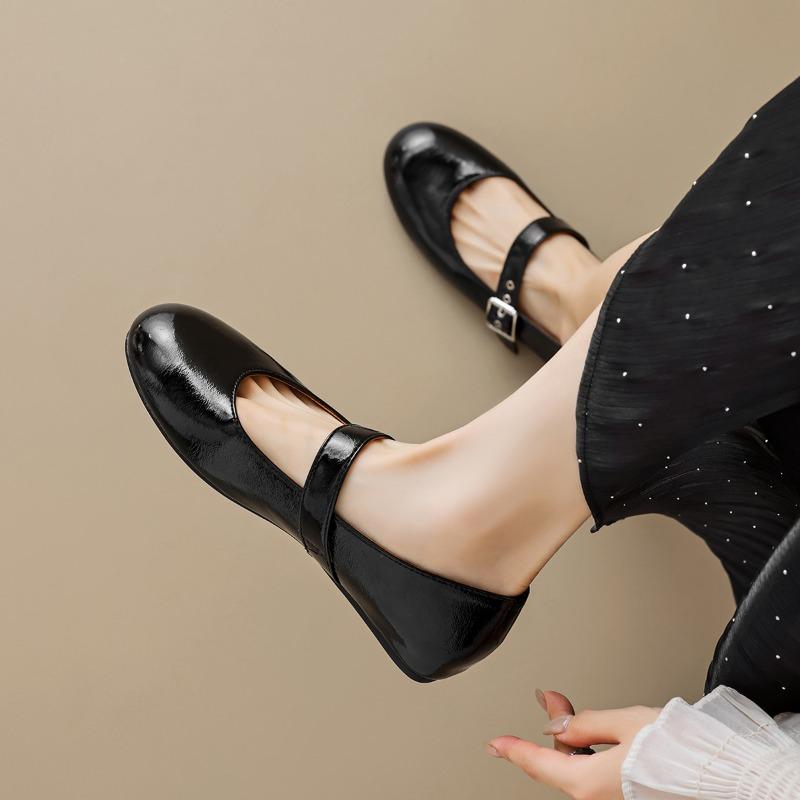 French Single Shoes Women's Flat Shallow One Strap Mary Jane Shoes Silver Soft Bottom Ballet Shoes