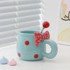 Жаропрочные керамические кружки с бантом, чашка для напитков, милые кофейные чашки для дома
