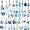 Оригинальные медные синие шармы Бабочка Цветок Сердце Рыба Серьги Бусины Для Ожерелья DIY Браслет Подарок Ювелирные Изделия