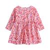 Spring and Autumn Girls' Korean Edition Dress with Floral Long Sleeve Dress for Baby Girls, Cotton Printed Children's Dress for Girls