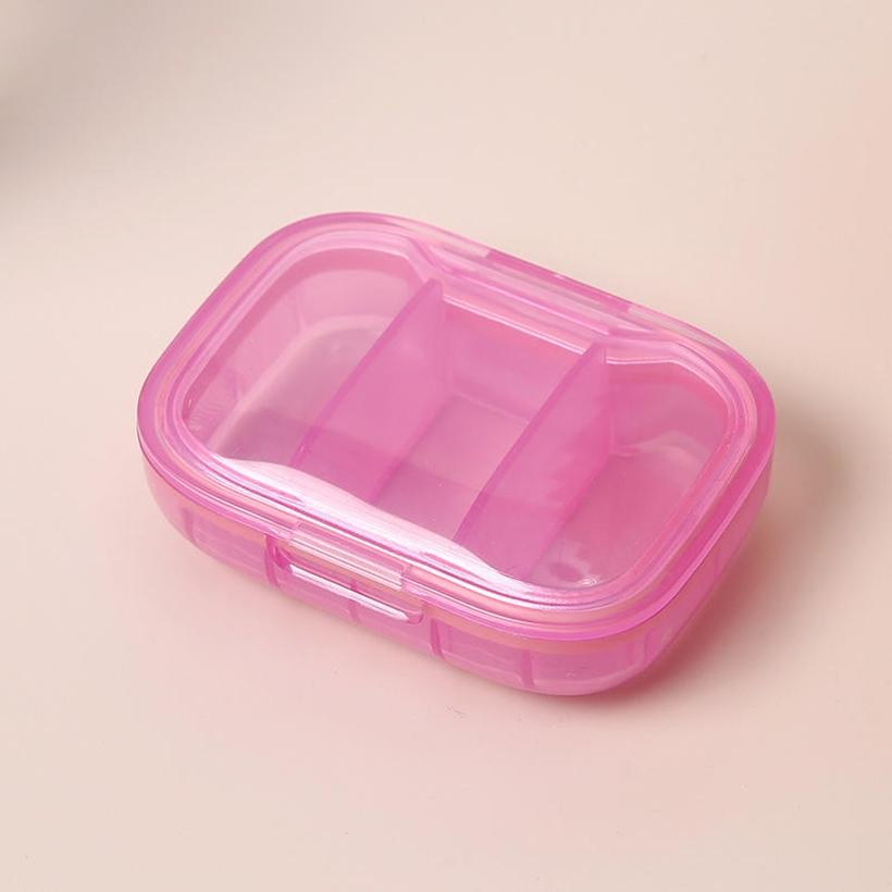 3-Compartment Small Transparent Plastic Pill Box Container Portable Travel Pill Organizer for Pocket Purse Medicine Vitamin Holder Dispenser