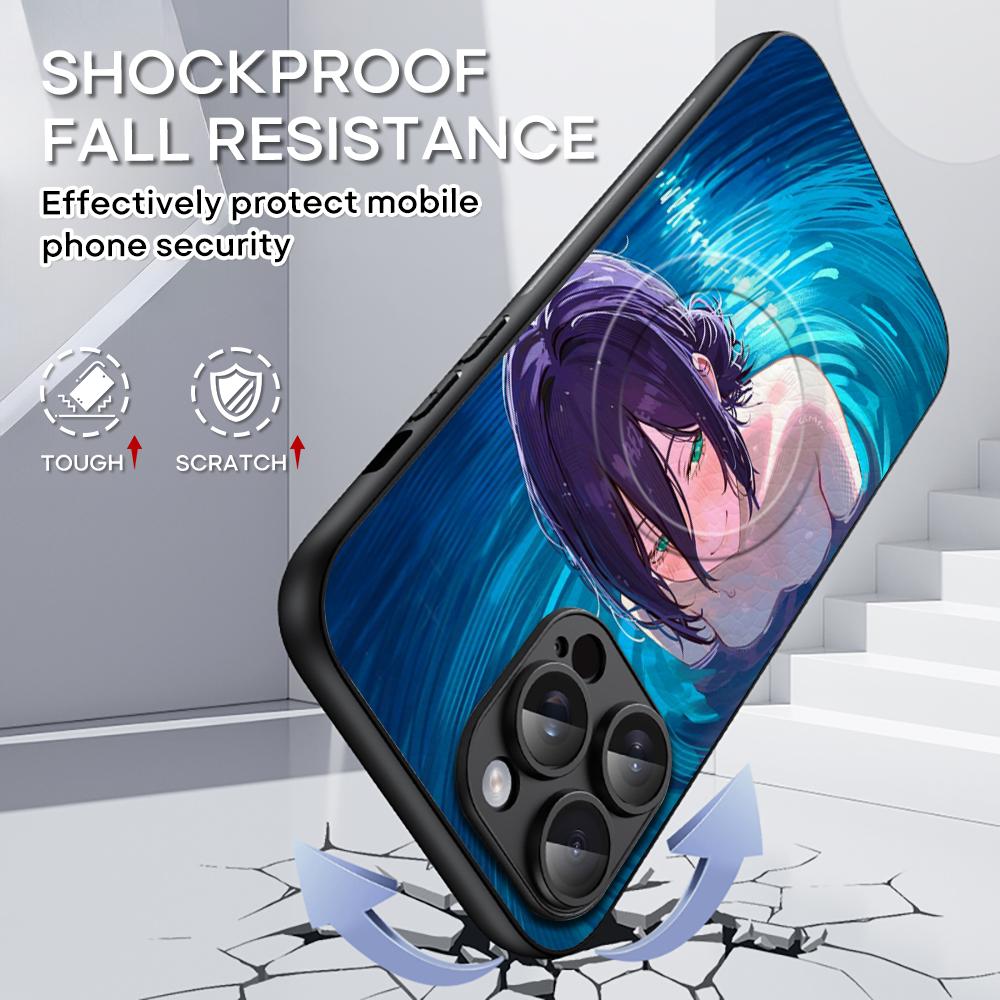 Reze японская аниме-девушка крутой узор Чехол для телефона Для iPhone 16 15 14 13 12 11 Plus Pro Max Высококачественный Роскошный Magsafe Овечья кожа