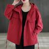 Весна Осень Женские Куртки Большого Размера Оверсайз Куртка с Капюшоном Хлопок Черное Пальто Пальто Красный Черный