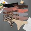 Women's Sexy Leopard Print Ice Silk Seamless Thong - Plus Size, Thin Style, Solid Color